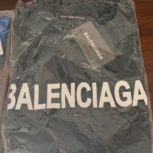 Balenciaga Black Tee with White Logo Print